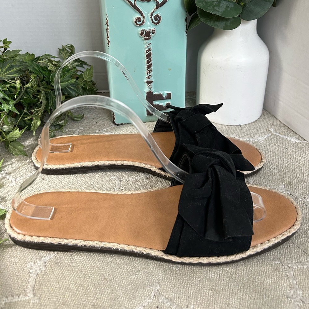 Loft Black Slip On BOW Flat Sandals. Size 10 - Picture 7 of 10
